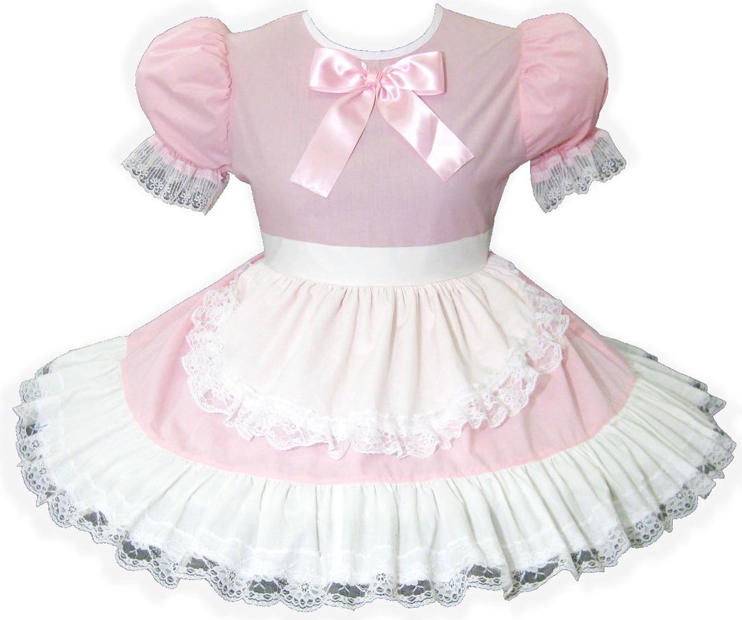 Betty Custom Fit Lacy Pink White Cotton Apron Adult Baby Sissy Dress by Leanne's
