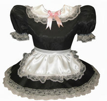 Maria CUSTOM Fit Black Satin Apron Adult Little Girl Sissy Maid Dress LEANNE