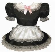 Maria CUSTOM Fit Black Satin Apron Adult Little Girl Sissy Maid Dress LEANNE