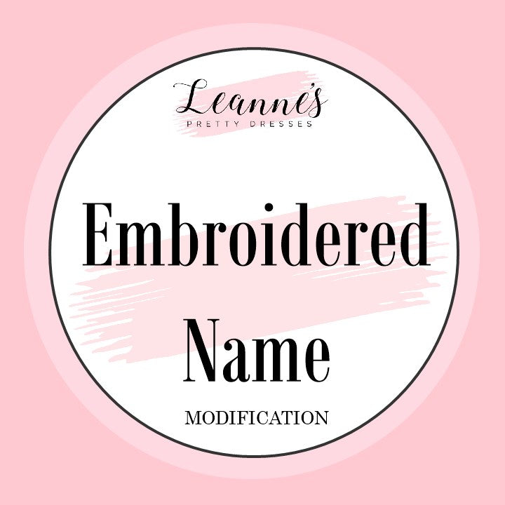 Add Embroidered Name to Your Custom Made Dress