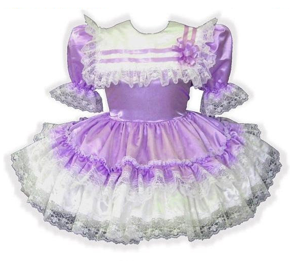 Brittany Custom Fit Lacy Satin Ruffles Adult Baby Sissy Dress by Leann –  Leanne's Pretty Dresses