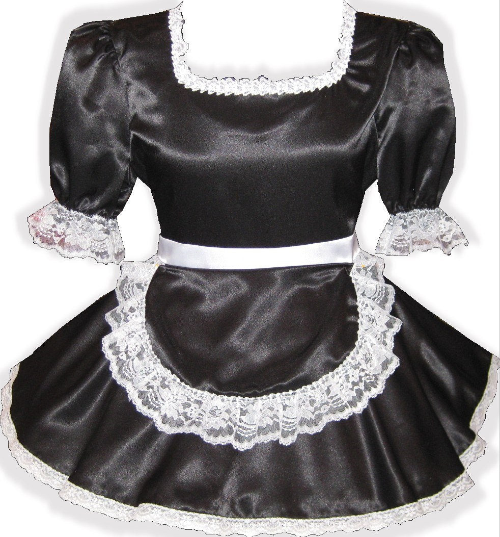 Jennifer Custom Fit Simple Lacy Satin Maid Dress Adult Sissy by Leanne's