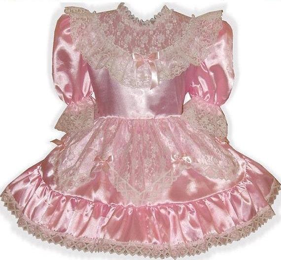 Susie Custom Fit Pink Satin & Lace Adult Sissy Dress with Bows by Lean ...