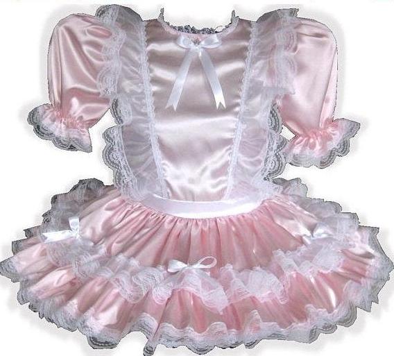 Michelle Custom Fit Pink Satin Organza Ruffle Adult Baby Sissy Dress by Leanne's