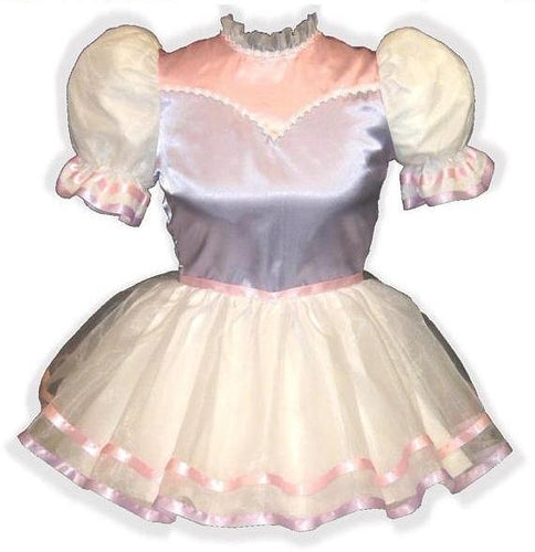 Lucia Custom Fit Pink & Lilac Satin Organza Adult Little Girl Baby Sissy Dress by Leanne's