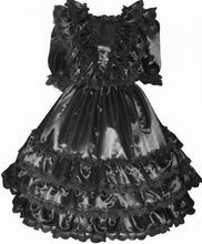 Sabrina Custom Fit Black Satin Ruffles Gown Adult Little Girl Sissy Dress by Leanne's