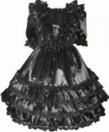 Sabrina Custom Fit Black Satin Ruffles Gown Adult Little Girl Sissy Dress by Leanne's
