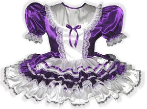 Nichole Custom Fit Lacy Purple Satin Adult Little Girl Sissy Dress by Leanne's