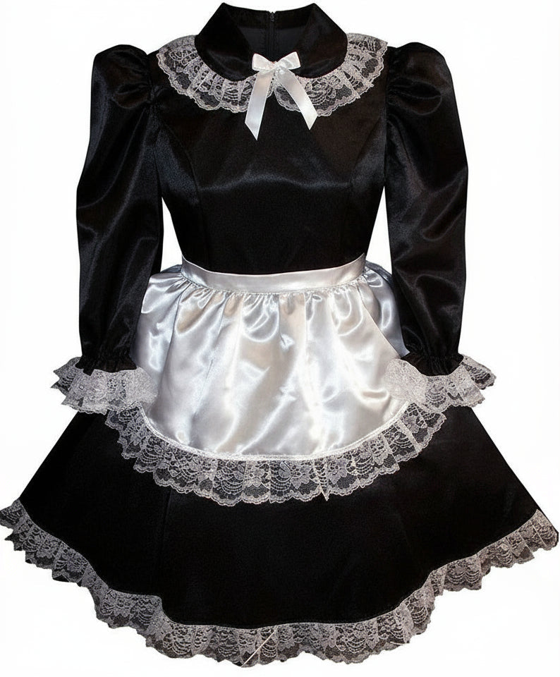 black satin french maid dress Amazon.com: JOLINE Shiny Metallic Satin Bow Maidservant Sissy French Maid Dress Costume Crossdress Nightwear (Small) Black : Clothing, Shoes & Jewelry