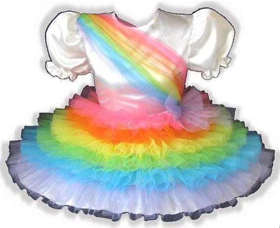 Rainy Custom Fit Satin Rainbow Ruffles Adult Little Girl Sissy Dress by Leanne's