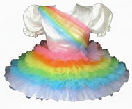 Rainy Custom Fit Satin Rainbow Ruffles Adult Little Girl Sissy Dress by Leanne's