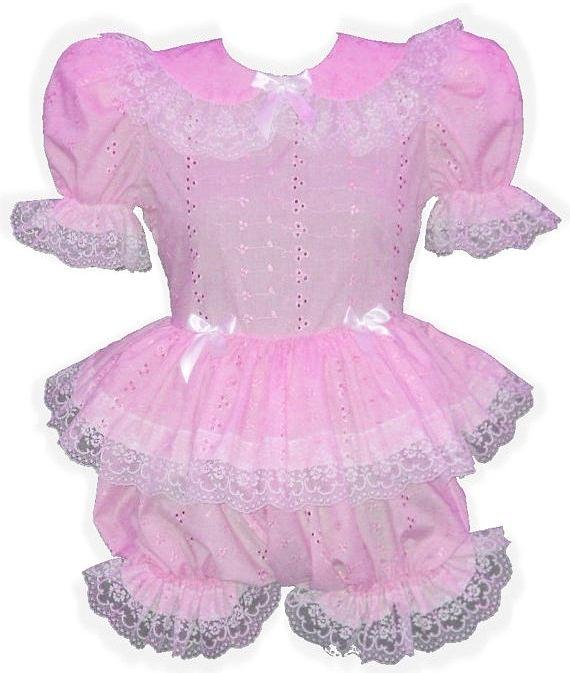 Shirlynne Custom Fit Pink Satin or Eyelet Adult Baby Little Girl Sissy Romper by Leanne's