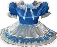 Cynthia Custom Fit Blue Satin Adult Little Girl Baby Sissy Dress by Leanne's