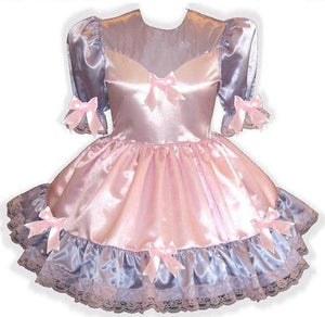 Tillie Custom Fit Pink & Purple Satin Bows Adult Little Girl Sissy Dress by Leanne's