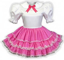 Leona Custom Fit Hot Pink & White Satin Adult Baby Sissy Dress by Leanne's