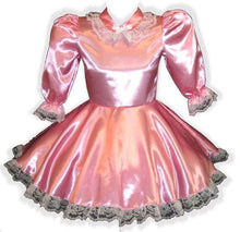 Lorainne Custom Fit Pink Long Sleeve Satin Adult Little Girl Baby Sissy Dress by Leanne's