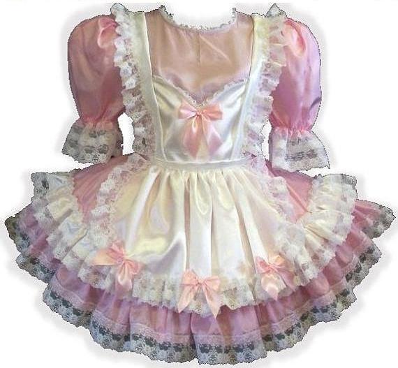 Anne Custom Fit Pink & White Satin Bows Adult Little Girl Baby Sissy Dress by Leanne's